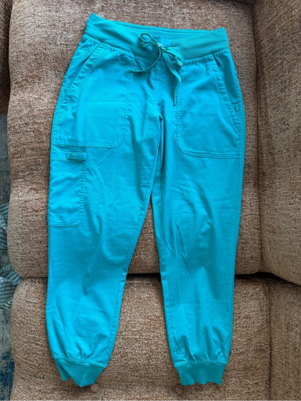 Med Couture Teal Drawstring Cargo Joggers